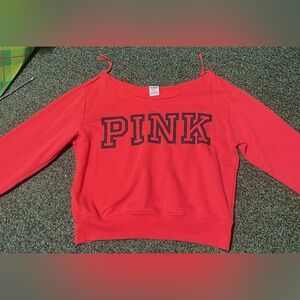 red off the shoulder girls sweater